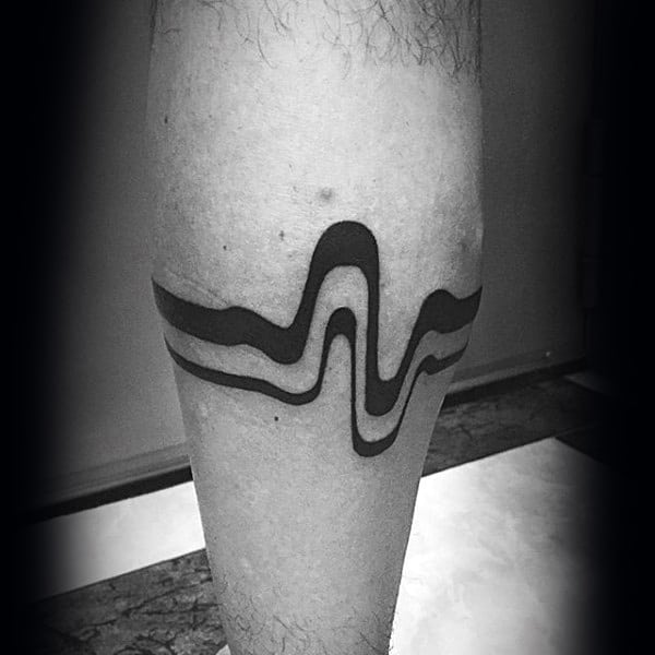 Curved Black Band Mens Leg Calf Tattoos