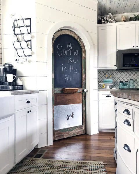 curved kitchen chalkboard door white rustic kitchen 