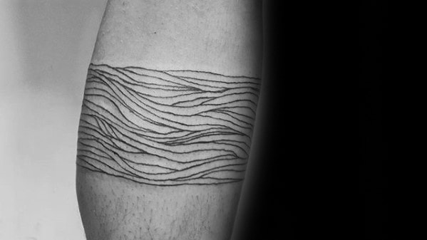 Curved Lines Mens Leg Band Tattoo Design Ideas