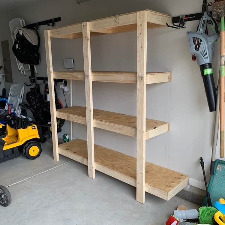 simple wood shelving unit garage 