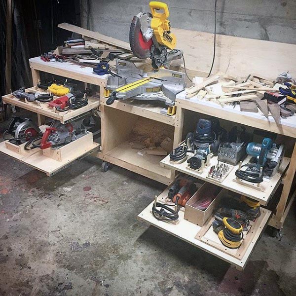 Custom Slide Out Cabinet Workshop Power Tool Storage Ideas
