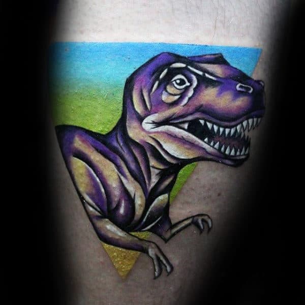 Cute Purple Dinosaur Tattoo Male Forearms
