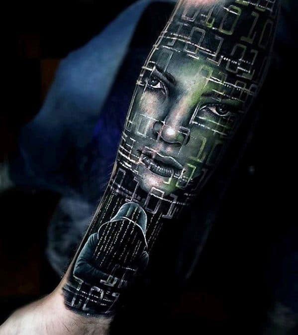 Cyber Themed Forearm Sleeve Great Mens Tattoo Designs