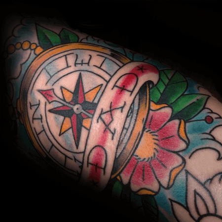 Dad Memorial Mens Traditional Compass Arm Tattoo Designs