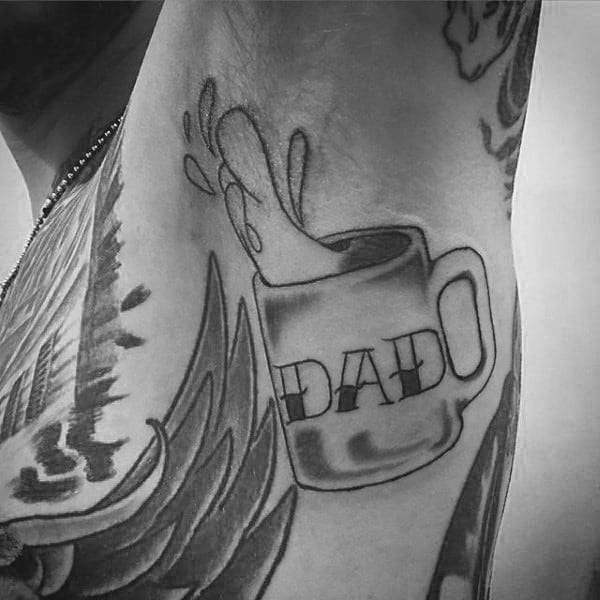 Dad Mug And Beverage Tattoo Male Side Ribs