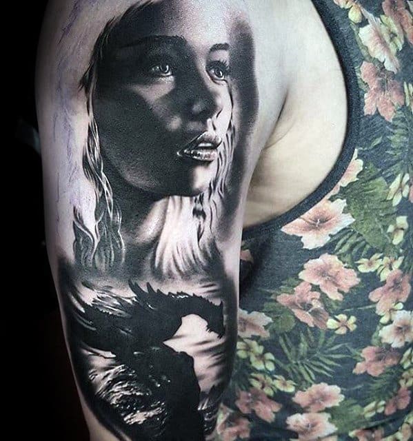 Daenerys Targaryen 3d Half Sleeve Game Of Thrones Tattoo Ideas For Males