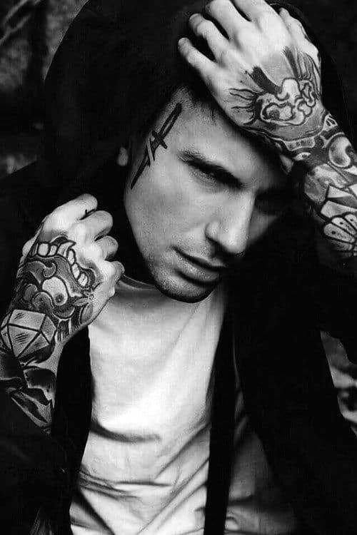 Dagger Male Face Tattoo Ideas