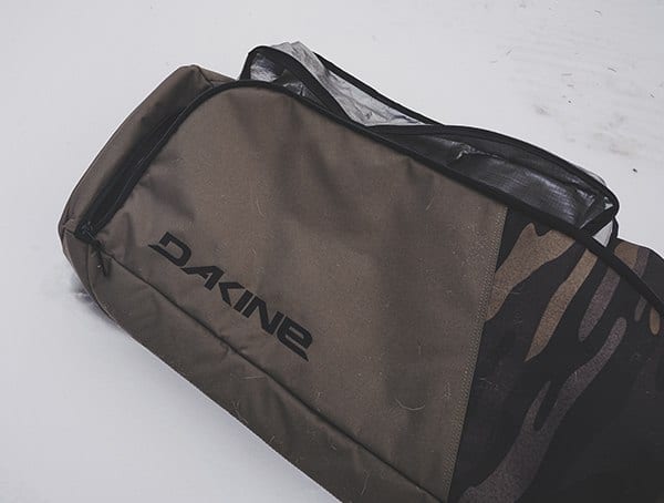 Dakine Fall Line Ski Roller Bag Review Boot Bag Side With Stiched Logo On Exterior