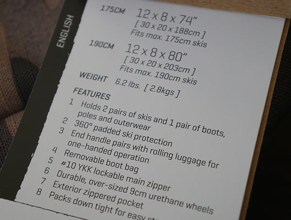 Dakine Fall Line Ski Roller Bag Specs And Features Tag