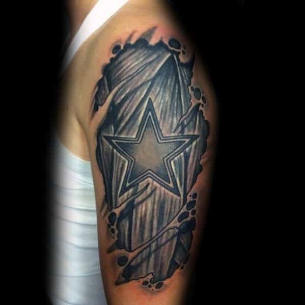 Dallas Cowboys Ripped Skin Arm Tattoos For Gentlemen