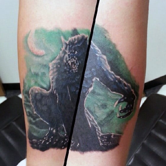 Dangerous Black Wolf Tattoo Mens Forearms