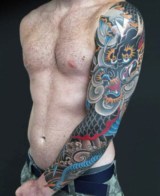 Dangerous Dragon Tattoo Male Sleeves
