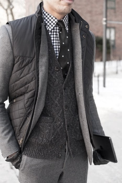 Dapper Mens Winter Outfits Styles Grey Color With Checkered Shirt