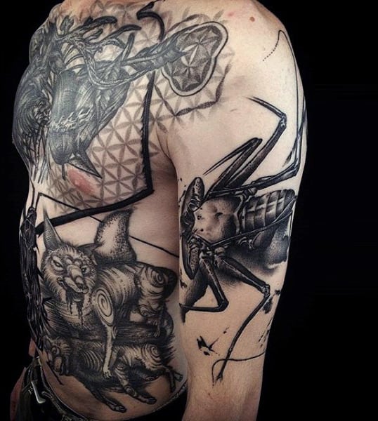 Dark Chronicled Spider Tattoo For Men On Arms