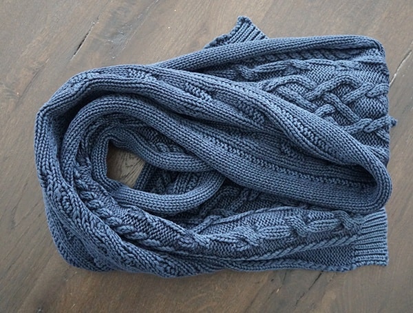 Dark Navy Mens Kinross Cashmere Chunky Cotton Cable Scarf