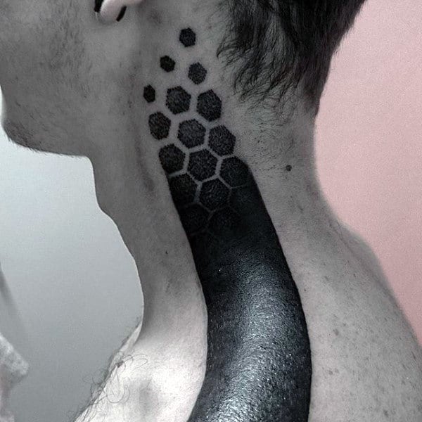 Dark Pitch Black Manly Tattoo Male Neck