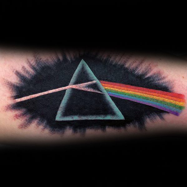 Dark Side Of The Moon Tattoo Designs For Guys On Inner Forearm
