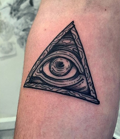 Dark Triangle Eye Tattoo On Arms For Men