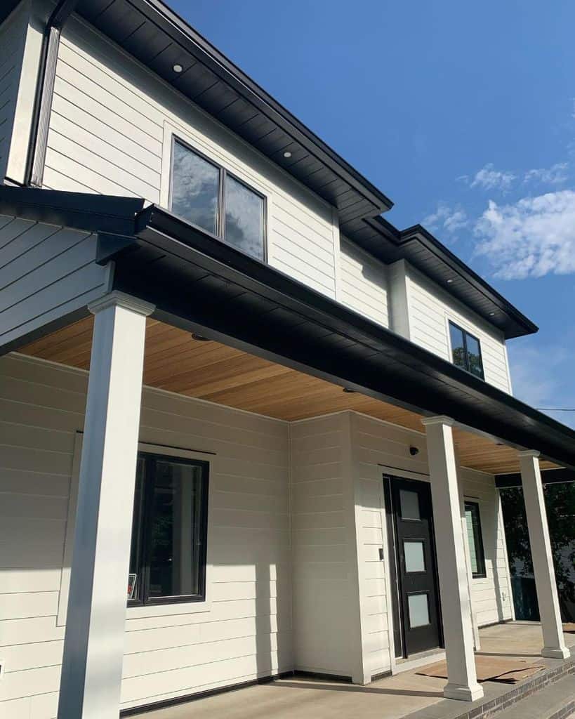black trim modern shiplap farmhouse exterior