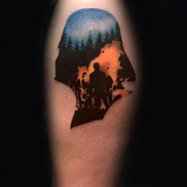 Darth Vader Forest Fire Creative Mens Upper Arm Tattoos