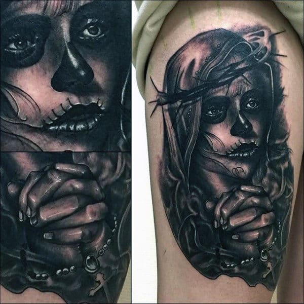 Day Of The Dead Virgin Mary Mens Upper Arm Tattoos