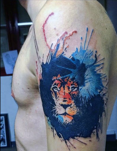 Dazzling Tiger Watercolor Tattoo On Arms For Men