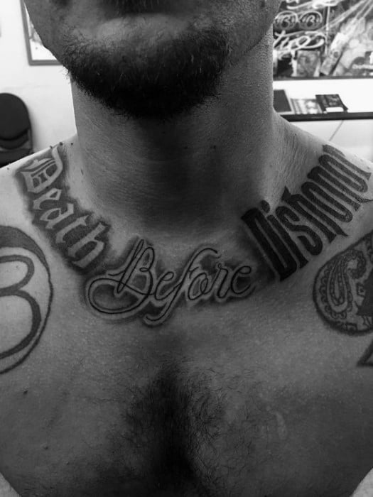 Death Before Dishonor Collarbone Tattoo Designs For Men