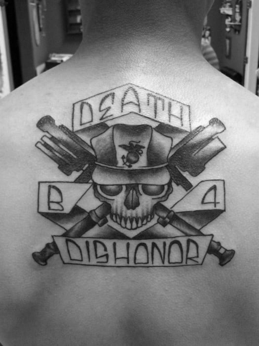 Death Before Dishonor Marines Mens Upper Back Tattoo