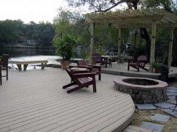 cobblestone deck firepit