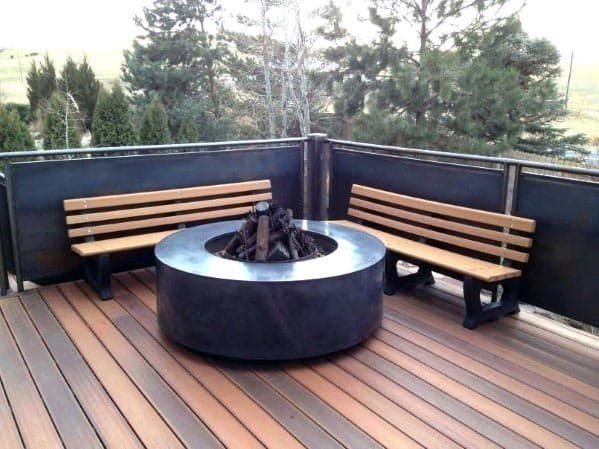 round concrete deck firepit
