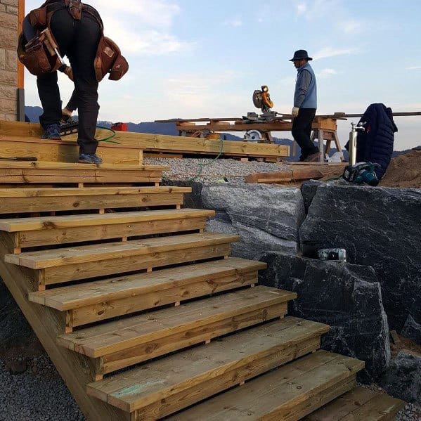 luxury cedar wood deck steps