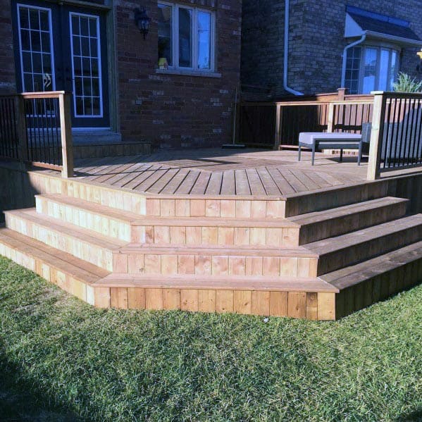 backyard wood deck with steps