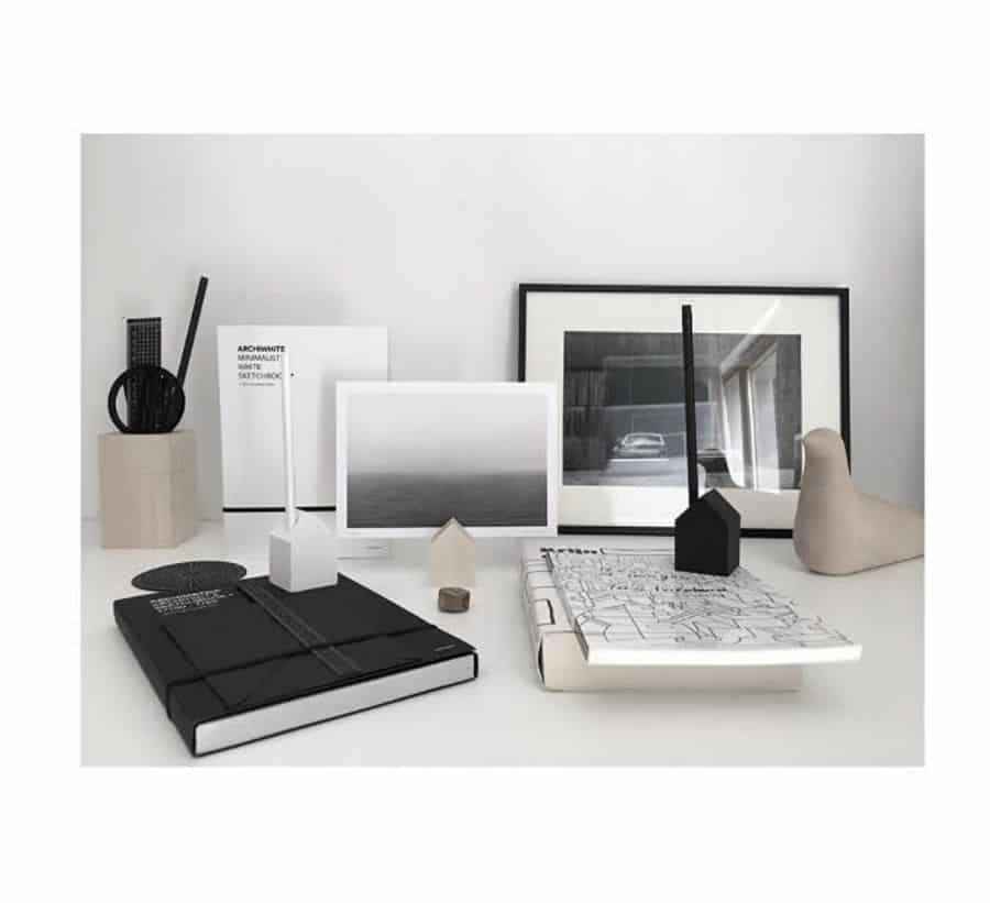monochrome office decor 