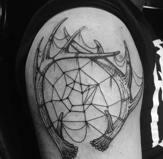Deer Antler Dreamcatcher Mens Arm Tattoo