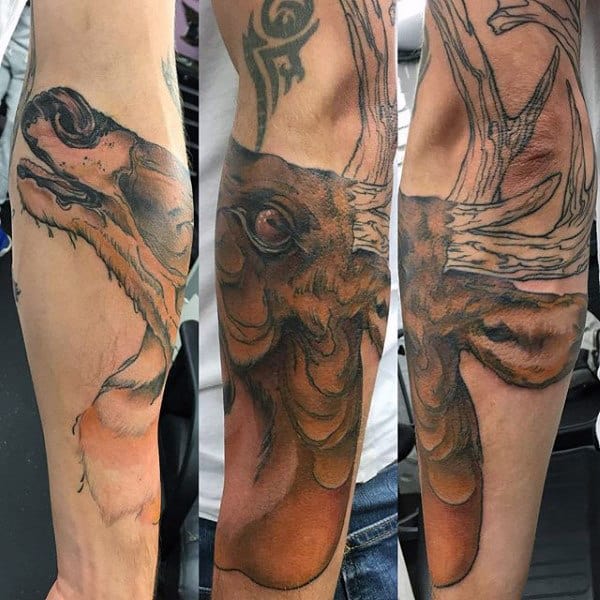 Deer Antler Lower Forearm Tattoo