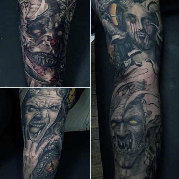 Demon And Angel Tattoo On Men