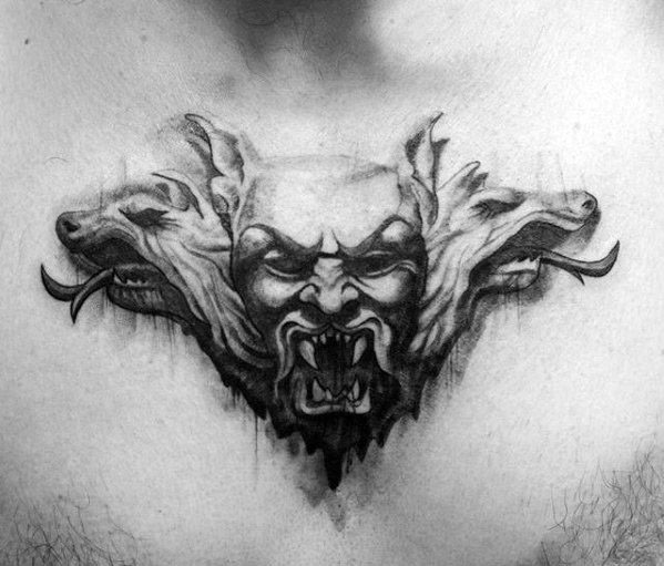 Demon Dracula Mens Upper Chest Tattoos
