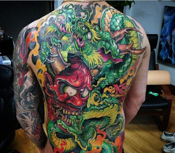 Demon Japanese Modern Male Full Back Tatotos