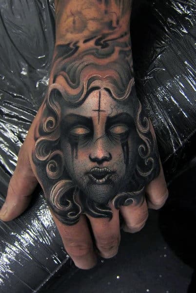 Demon Medusa Tattoo For Guys On Hands