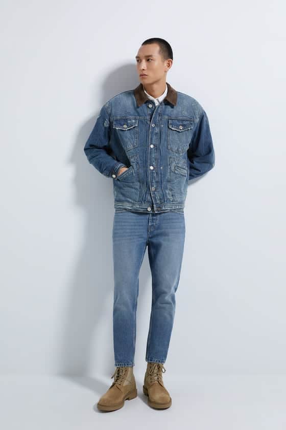 denim jacket with matching collar