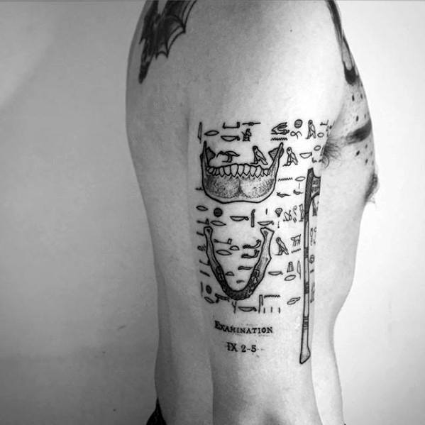 Dentist Themed Skull And Teeth Awesome Mens Arm Tattoos