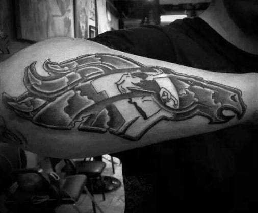 Denver Broncos Cool Guys Shaded Outer Forearm Tattoo Designs
