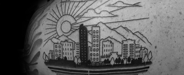 Denver Skyline Tattoo Designs For Men