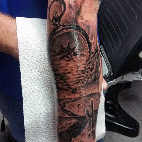 Desert Highway Cactus Tattoo Sleeve For Men