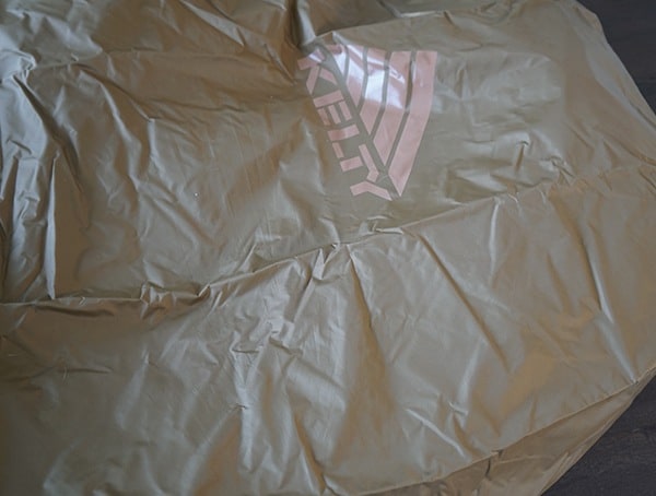 Desert Tan Rain Fly Covering Entire Kelty Eagle Backpack
