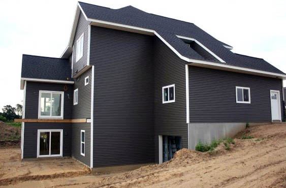 dark grey clapboard siding