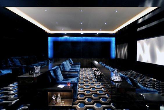 large home theater with led lighting 