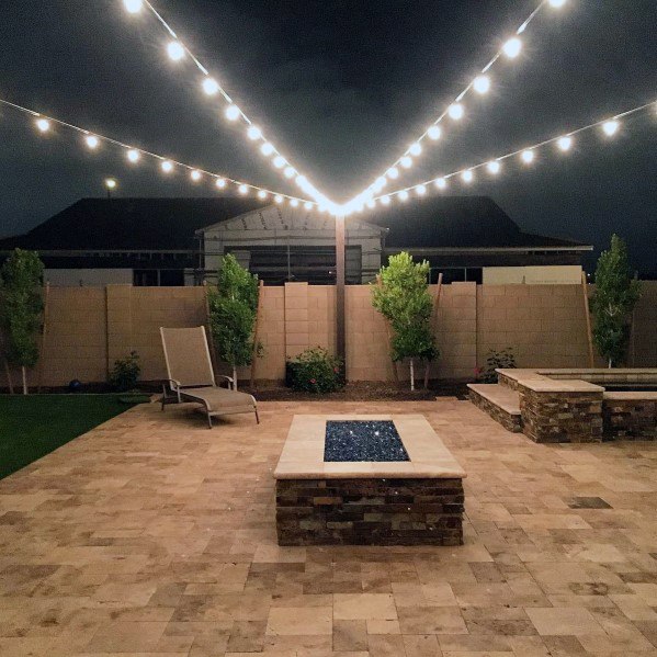 Design Ideas Patio String Lighting Attached To Pole