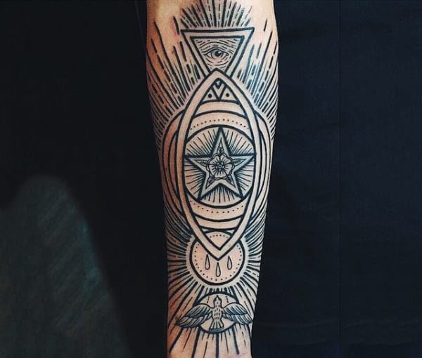 Designed Black Illuminati Tattoo Male Forearms