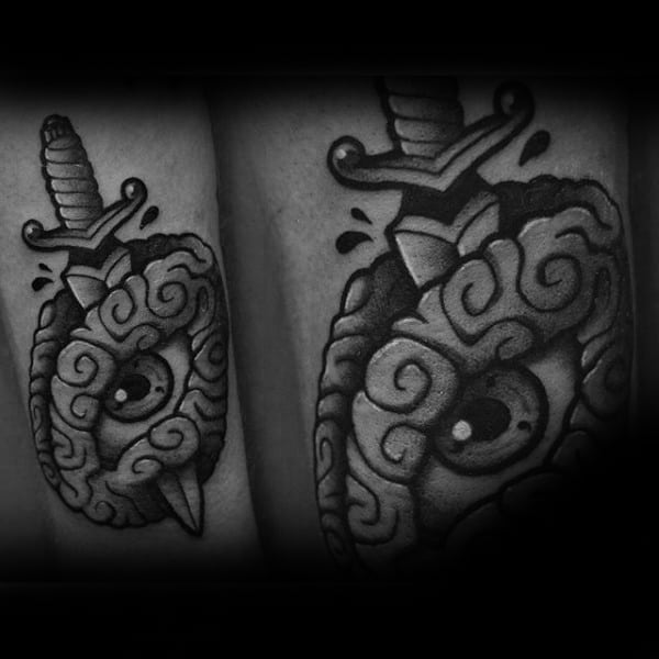 Designer Eye And Dagger Tatoto Male Forearms